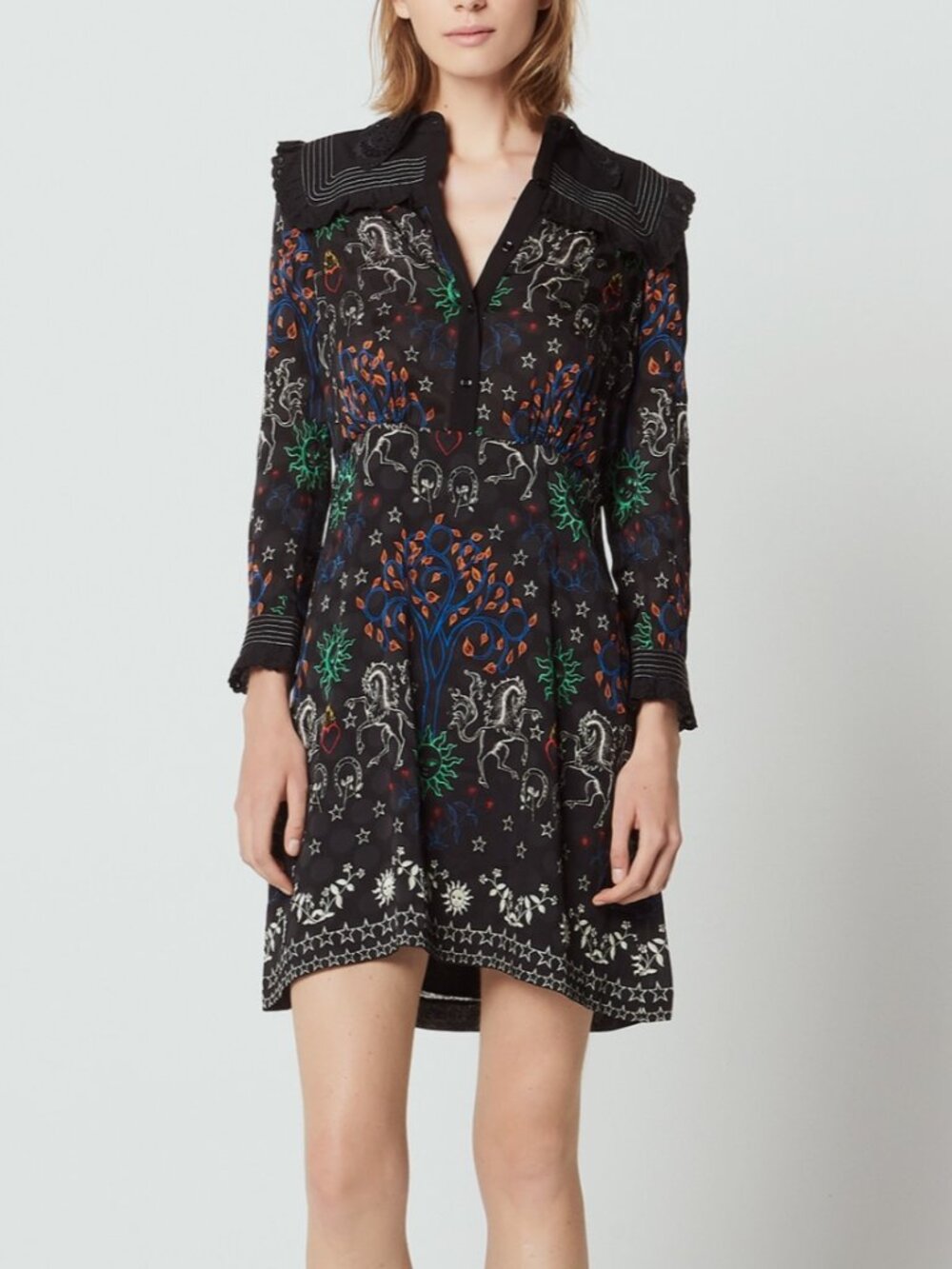 Sandro Short Printed Dress Size 40